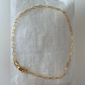 Solid 10K Gold Paperclip Link Bracelet 7” Italy 2mm